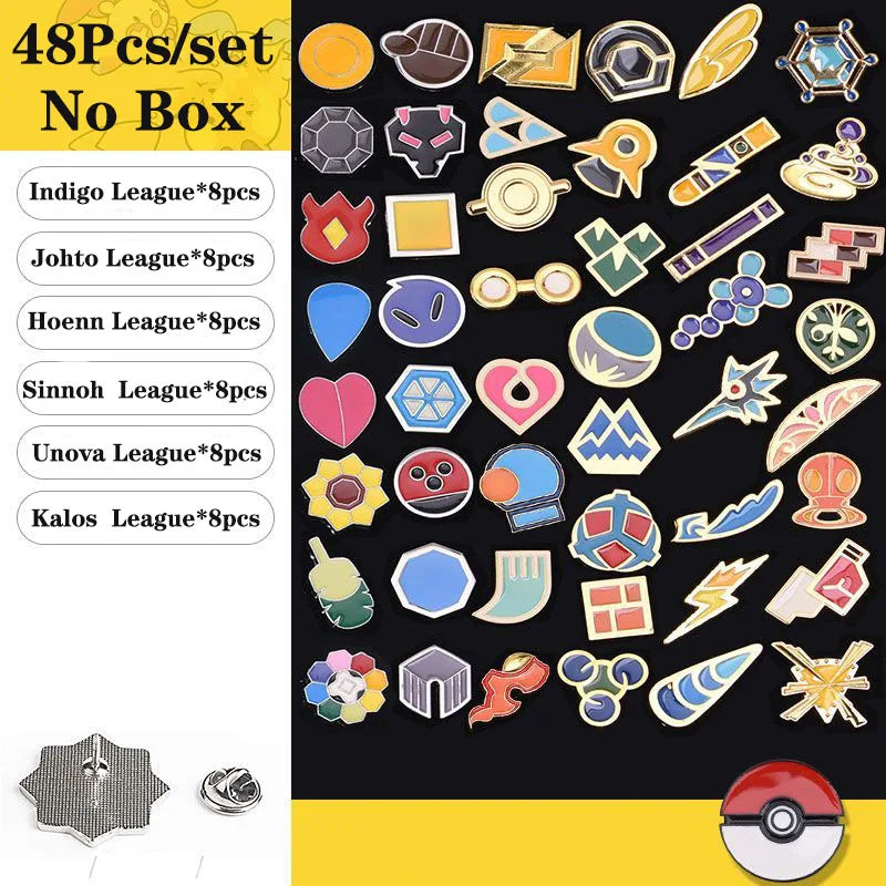 Pokemon Gym Badges Kanto Johto Hoenn Sinnoh Unova Kalo League Region Pins Brooches Orange Island Collection Pocket Monster