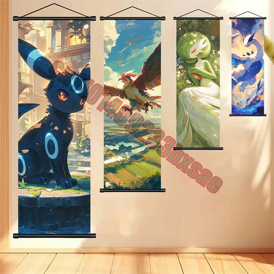 Japanese Classic Cartoon Anime Pokemon Pikachu, Psyduck High-quality Art Scroll Painting Suitable for Living Room Decor Gifts