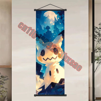 Japanese Classic Cartoon Anime Pokemon Pikachu, Psyduck High-quality Art Scroll Painting Suitable for Living Room Decor Gifts