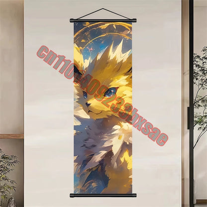 Japanese Classic Cartoon Anime Pokemon Pikachu, Psyduck High-quality Art Scroll Painting Suitable for Living Room Decor Gifts