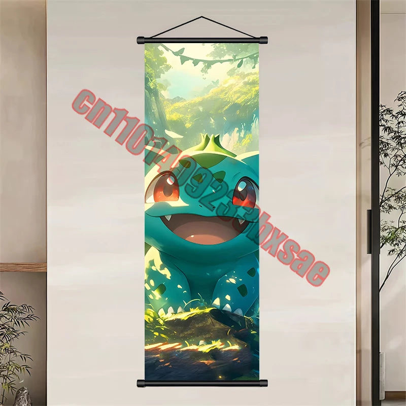Japanese Classic Cartoon Anime Pokemon Pikachu, Psyduck High-quality Art Scroll Painting Suitable for Living Room Decor Gifts