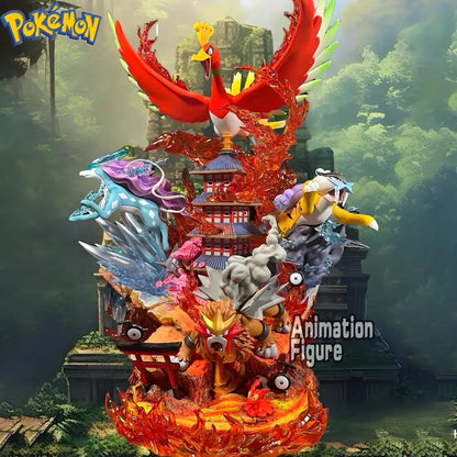 38cm Anime Pokemon Figure Raikou/Suicune/Entei/Ho-Oh Action Figures Pvc Collection Model Toys for Children Gifts