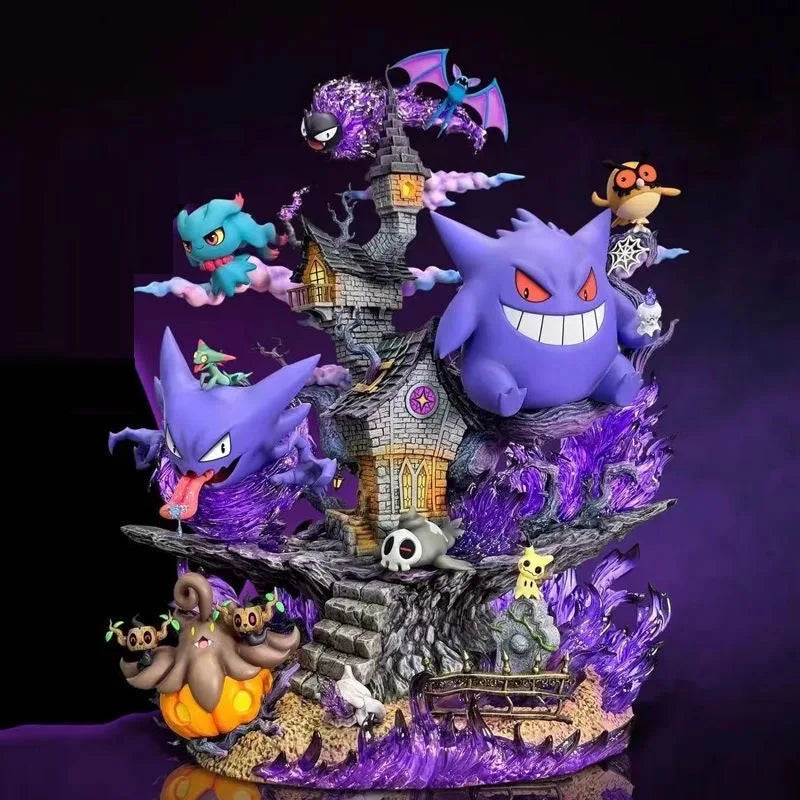 32cm/12.6in Ainme Pokemon Figure Gengar Evolution Family bucket Action Figures Pvc Statue Collection Model Toys Gifts