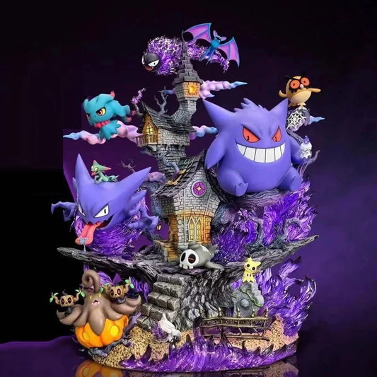 32cm/12.6in Ainme Pokemon Figure Gengar Evolution Family bucket Action Figures Pvc Statue Collection Model Toys Gifts