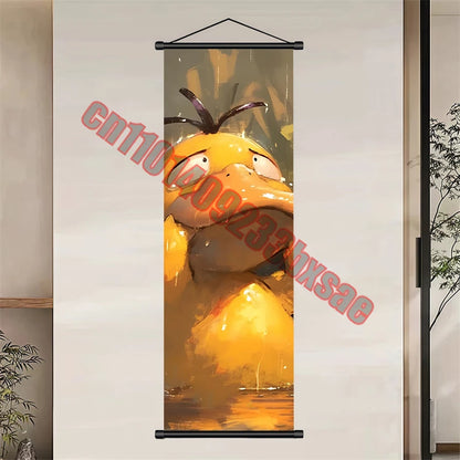 Japanese Classic Cartoon Anime Pokemon Pikachu, Psyduck High-quality Art Scroll Painting Suitable for Living Room Decor Gifts