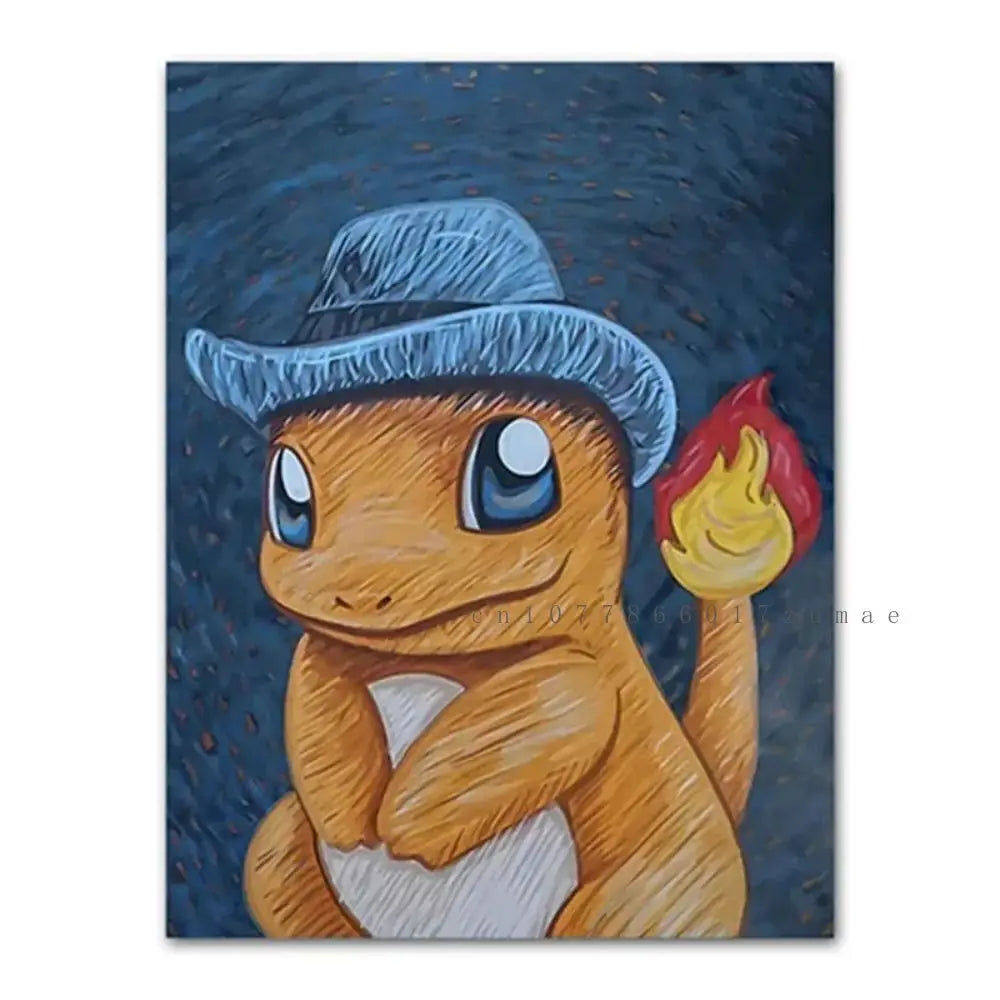 Pokmon Anime Character Pikachu Posters Van Gogh Museum Watercolor Canvas With HD Printed Wall art Pictures For Living Room Gifts