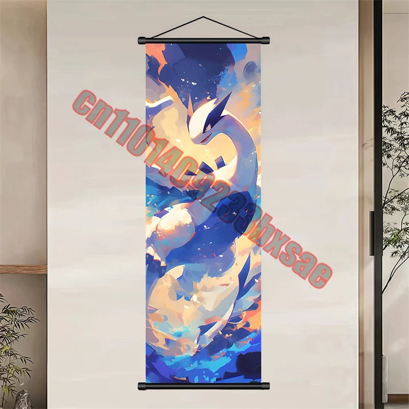 Japanese Classic Cartoon Anime Pokemon Pikachu, Psyduck High-quality Art Scroll Painting Suitable for Living Room Decor Gifts