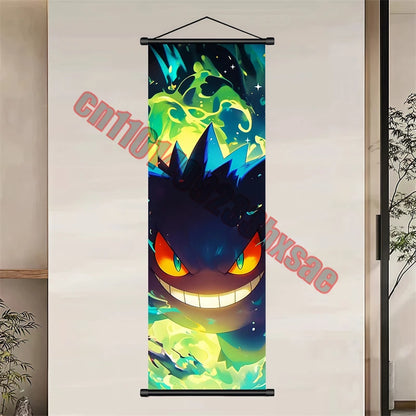 Japanese Classic Cartoon Anime Pokemon Pikachu, Psyduck High-quality Art Scroll Painting Suitable for Living Room Decor Gifts