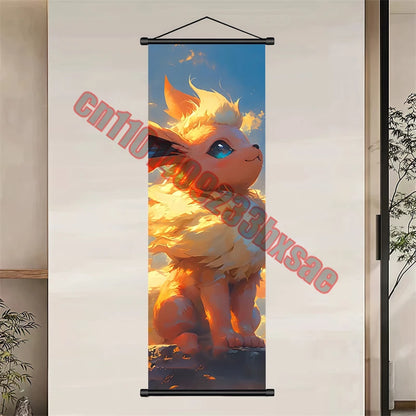 Japanese Classic Cartoon Anime Pokemon Pikachu, Psyduck High-quality Art Scroll Painting Suitable for Living Room Decor Gifts