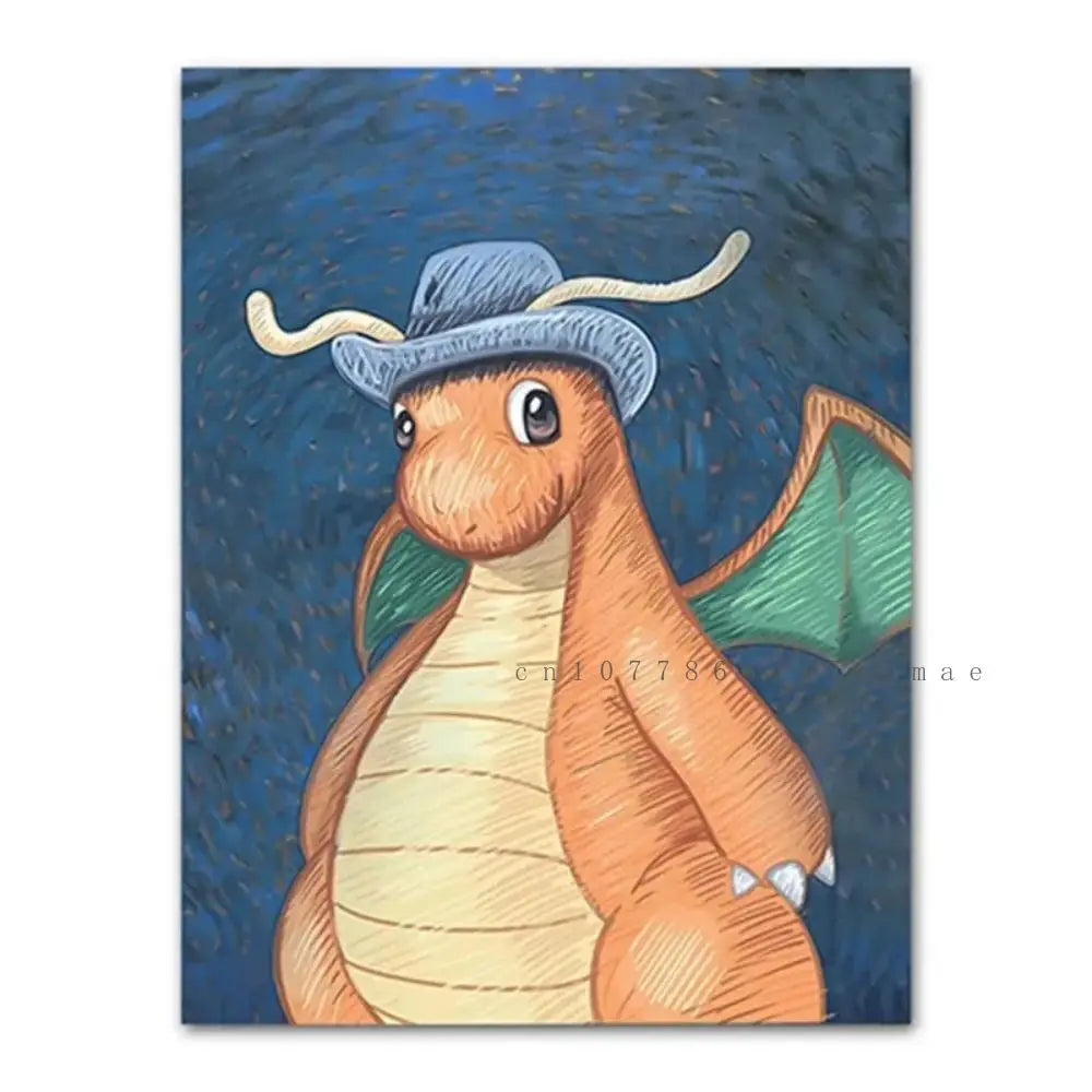 Pokmon Anime Character Pikachu Posters Van Gogh Museum Watercolor Canvas With HD Printed Wall art Pictures For Living Room Gifts