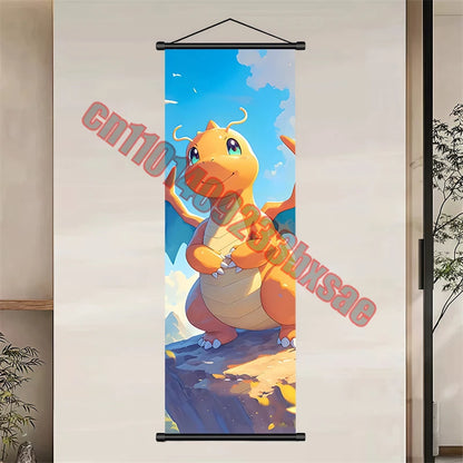 Japanese Classic Cartoon Anime Pokemon Pikachu, Psyduck High-quality Art Scroll Painting Suitable for Living Room Decor Gifts