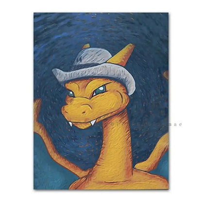 Pokmon Anime Character Pikachu Posters Van Gogh Museum Watercolor Canvas With HD Printed Wall art Pictures For Living Room Gifts