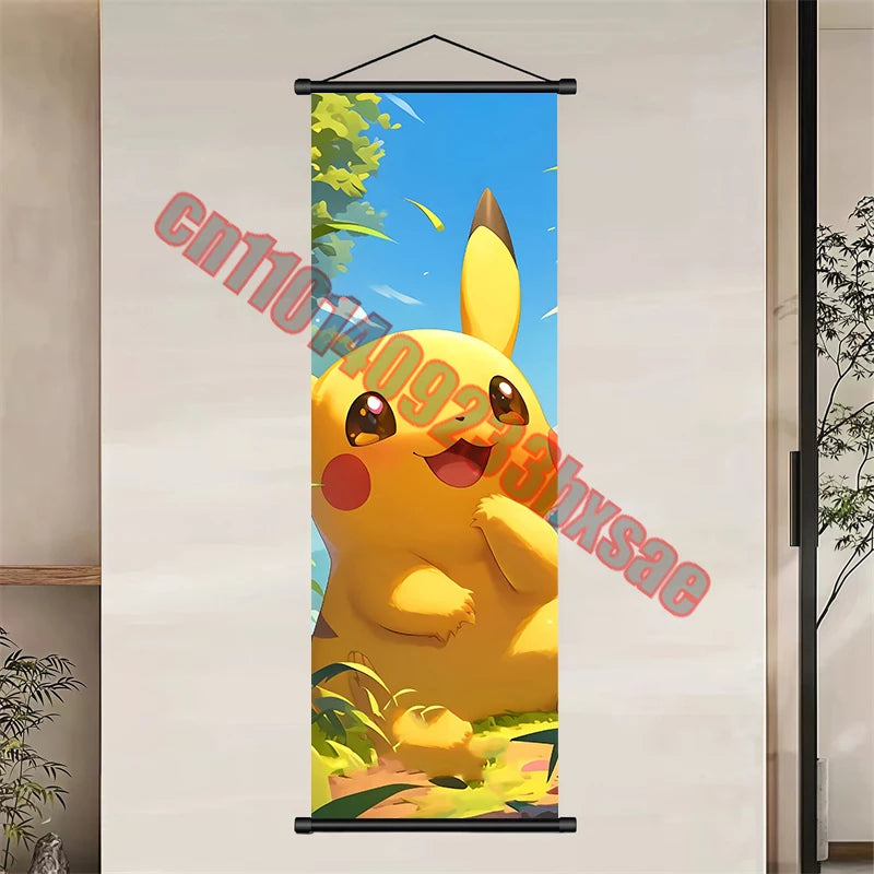 Japanese Classic Cartoon Anime Pokemon Pikachu, Psyduck High-quality Art Scroll Painting Suitable for Living Room Decor Gifts