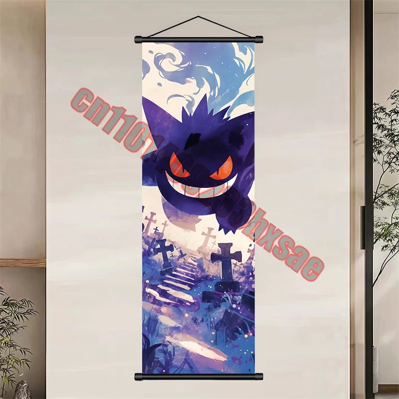 Japanese Classic Cartoon Anime Pokemon Pikachu, Psyduck High-quality Art Scroll Painting Suitable for Living Room Decor Gifts