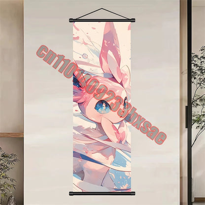 Japanese Classic Cartoon Anime Pokemon Pikachu, Psyduck High-quality Art Scroll Painting Suitable for Living Room Decor Gifts