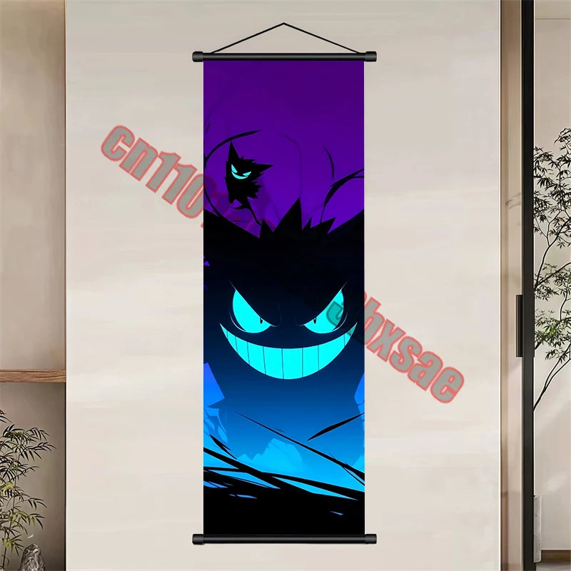 Japanese Classic Cartoon Anime Pokemon Pikachu, Psyduck High-quality Art Scroll Painting Suitable for Living Room Decor Gifts
