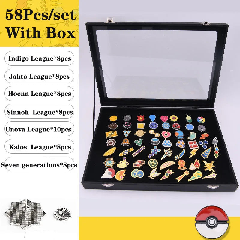 Pokemon Gym Badges Kanto Johto Hoenn Sinnoh Unova Kalo League Region Pins Brooches Orange Island Collection Pocket Monster