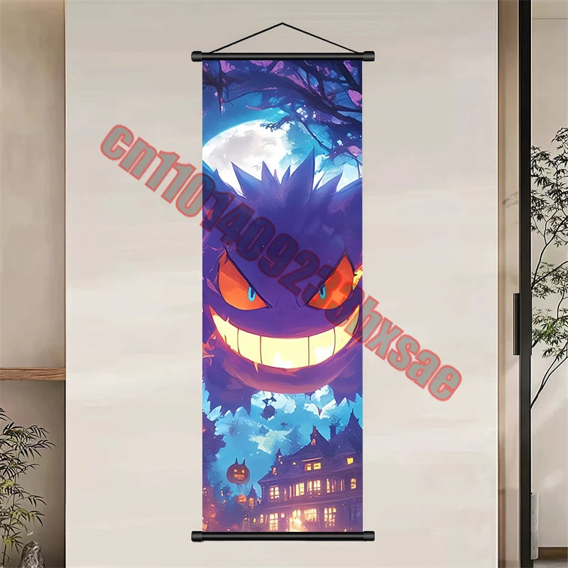 Japanese Classic Cartoon Anime Pokemon Pikachu, Psyduck High-quality Art Scroll Painting Suitable for Living Room Decor Gifts