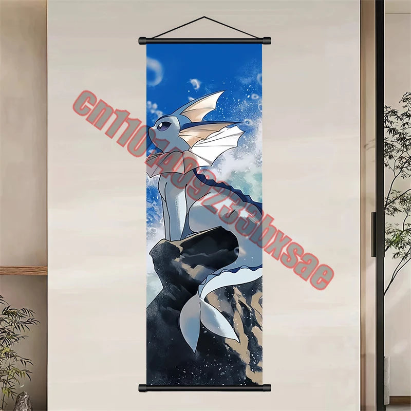 Japanese Classic Cartoon Anime Pokemon Pikachu, Psyduck High-quality Art Scroll Painting Suitable for Living Room Decor Gifts