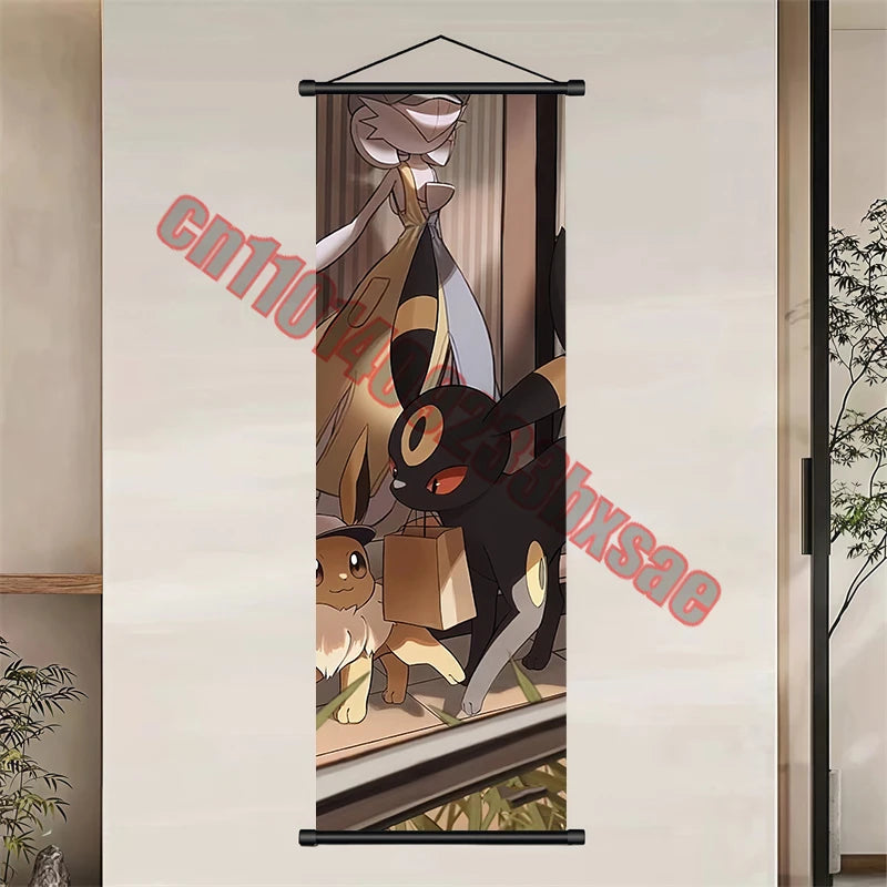 Japanese Classic Cartoon Anime Pokemon Pikachu, Psyduck High-quality Art Scroll Painting Suitable for Living Room Decor Gifts