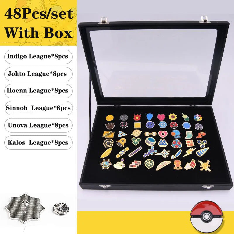 Pokemon Gym Badges Kanto Johto Hoenn Sinnoh Unova Kalo League Region Pins Brooches Orange Island Collection Pocket Monster