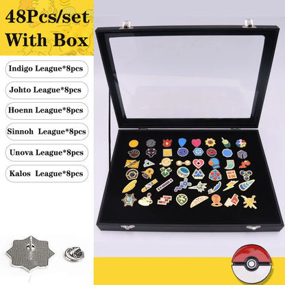 Pokemon Gym Badges Kanto Johto Hoenn Sinnoh Unova Kalo League Region Pins Brooches Orange Island Collection Pocket Monster