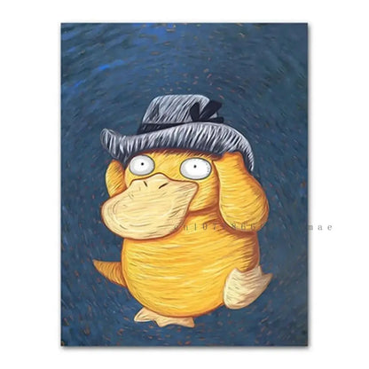 Pokmon Anime Character Pikachu Posters Van Gogh Museum Watercolor Canvas With HD Printed Wall art Pictures For Living Room Gifts