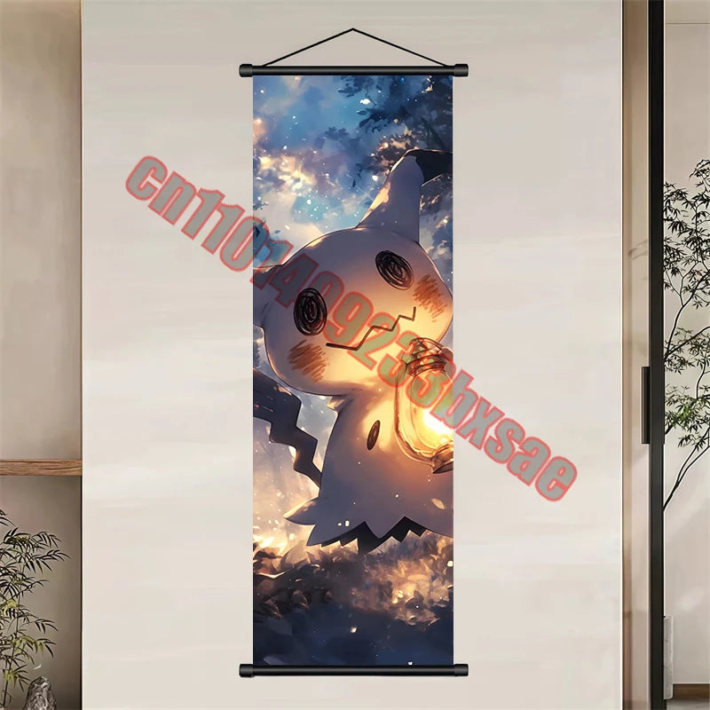 Japanese Classic Cartoon Anime Pokemon Pikachu, Psyduck High-quality Art Scroll Painting Suitable for Living Room Decor Gifts