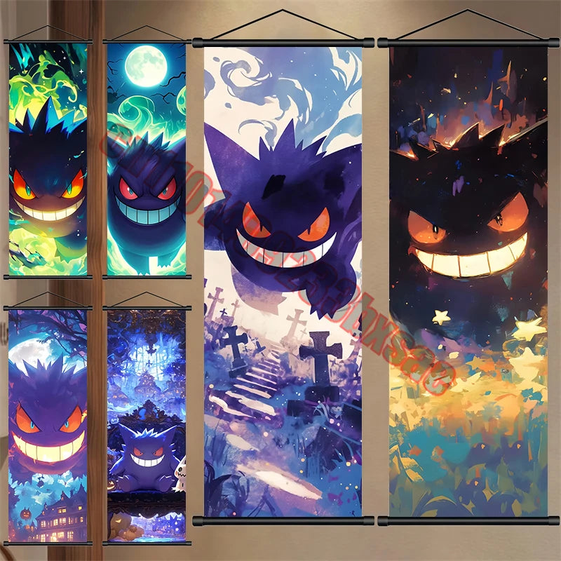 Japanese Classic Cartoon Anime Pokemon Pikachu, Psyduck High-quality Art Scroll Painting Suitable for Living Room Decor Gifts